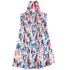 NEW Unique Vintage La Jolla Cove Print Halter Swing Dress Retro Novelty Print 5X